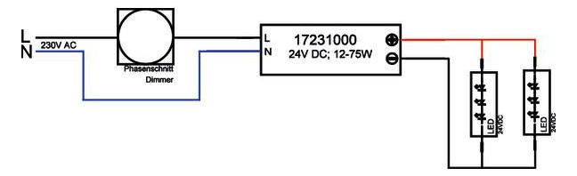 LED-Steuerung 12-75W 24V IP20 dim dim Kstgeh Dimmung Phasenabschnitt stat