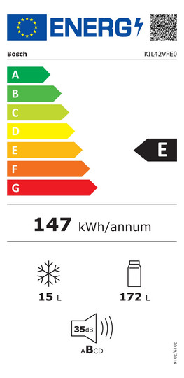 Kühlschrank EB E 172/15l N1225mm integr Dekor mit Zubehör möglich fest 147kwh ws
