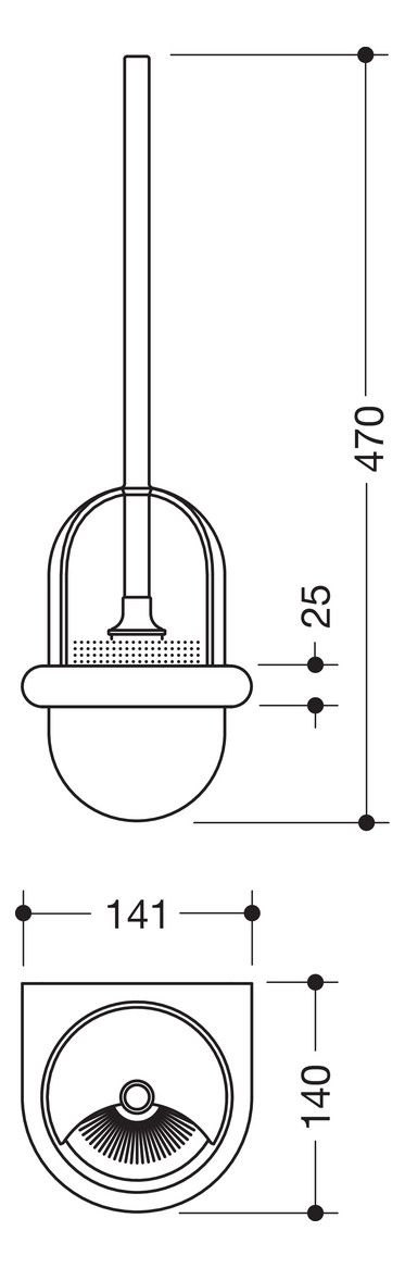 HEWI Toilettenbürstengarnitur 477 141x470x140mm, Wandmontage, Oberteil matt weiß, stahlblau