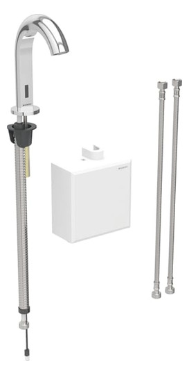 Geberit Infrarot-Waschtisch-Armatur Piave mit Thermostatmischer, Standmontage, Batteriebetrieb, AP-Funktionsbox