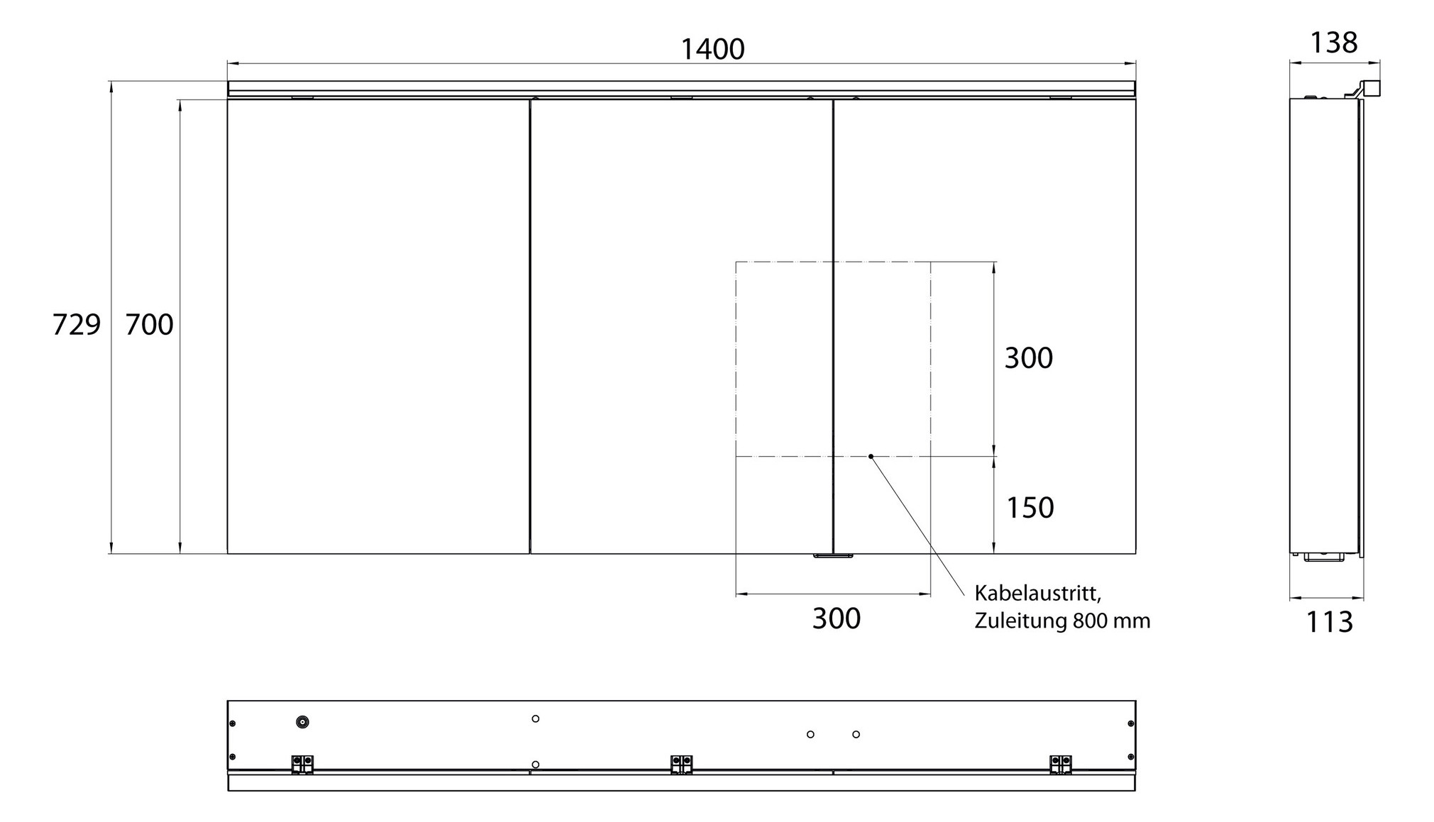 EMCO Aufputz-Lichtspiegelschrank flat 2 Classic 1400x729mm, LED-Aufsatzleuchte, 3-türig, Aluminium EMCO Aufputz-Lichtspiegelschrank flat 2 Classic 1400x729mm, LED-Aufsatzleuchte, 3-türig, Aluminium