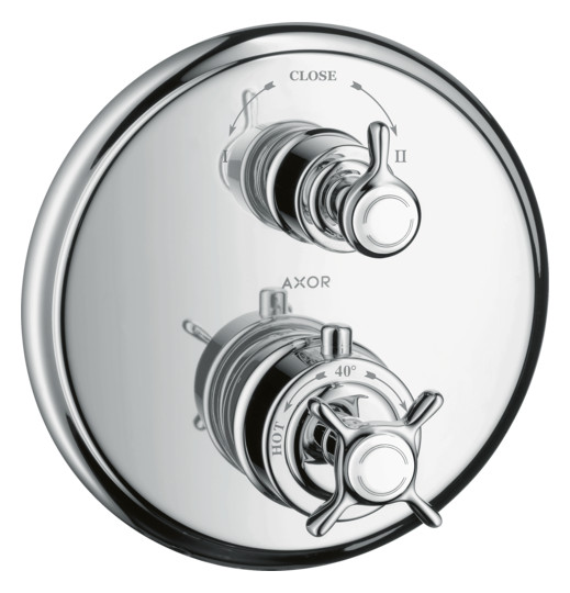 hansgrohe Fertigmontageset Axor Montreux UP-Thermostat, mit Ab- und Umstellventil, Kreuzgriff, chrom