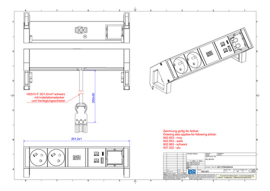 Bachmann DESK2 2xUTE 1xUSB A&C   902.923 