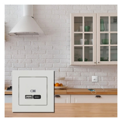 Zentralplatte USB 2f polws Klemmbef m.Aufdr