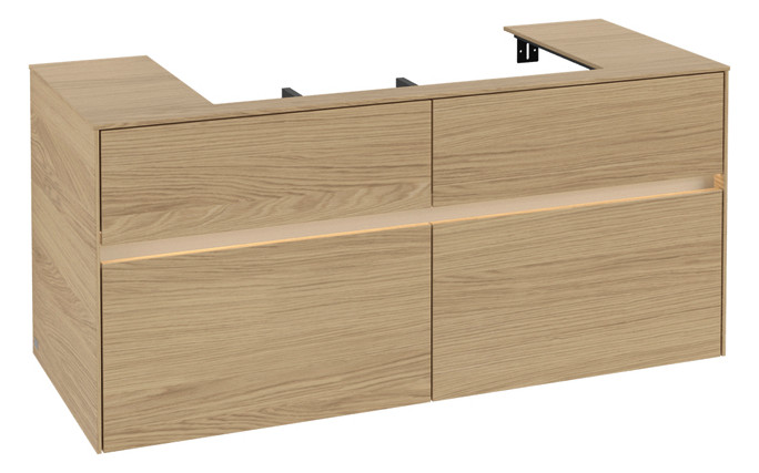 V&B Waschtischunterschrank Collaro 120x54,8x50cm, Waschtisch mittig, LED-Beleuchtung 8,8 W, nordic oak