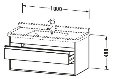 Duravit Waschtisch-Unterschrank Ketho 100 x 45,5 cm, Eiche terra, 2 Schubkästen, wandhängend