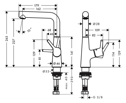 hansgrohe Waschtisch-Einhebelmischer 210 Talis S mit Schwenkauslauf, Zugstangen-Ablaufgarnitur, chrom