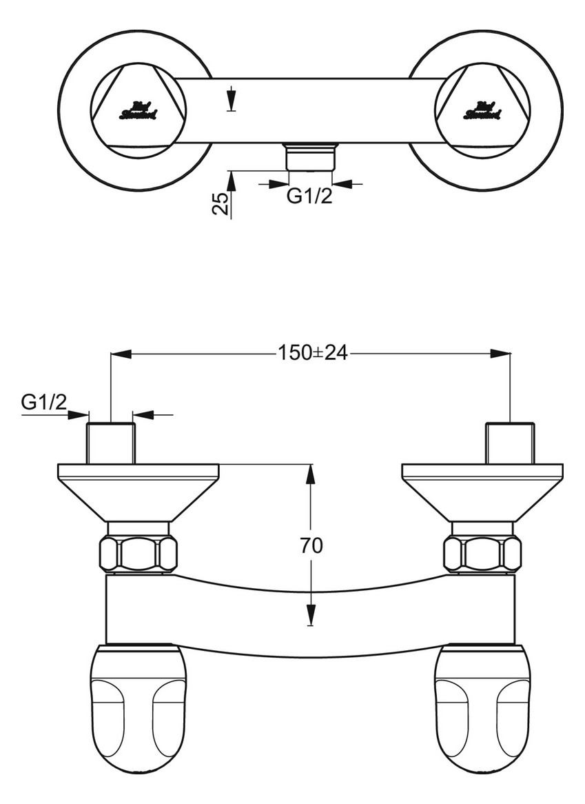 Ideal-Standard Brause-Zweigriff-Armatur Alpha AP, DN 15, verchromt