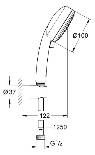 GROHE Brausegarnitur Tempesta Cosmopolitan 100 Brausestange 90cm, 3 Strahlarten, chrom