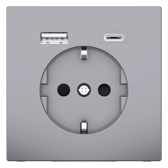 Steckdose 1f edst 1USB-A 1USB-C UP m.BS Mit erhöhtem Berührungsschutz IP20