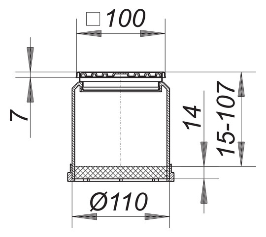 Dallmer Aufsatz Serie 10 E 10, Rost Edelstahl 1.4301, 100x100mm