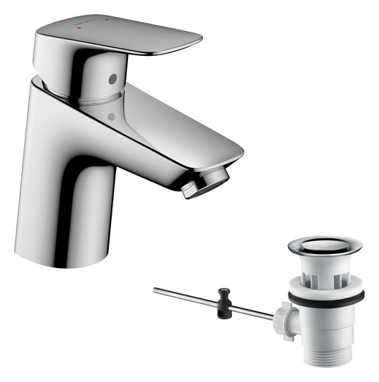 hansgrohe Waschtisch-Einhebelmischer 70 Logis mit Zugstangen-Ablaufgarnitur, chrom