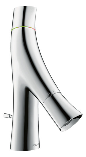 hansgrohe Waschtisch-Zweigriff-Armatur 50 Axor Starck Organic Ausladung 109mm, mit Zugstangen-Ablaufgarnitur, für Handwaschbecken, chrom