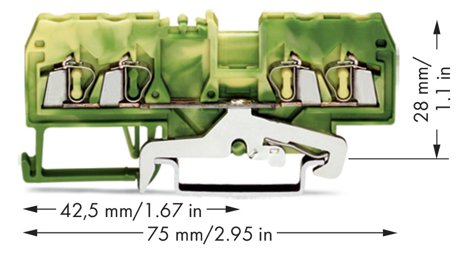 Schutzleiter-Reihenklemme Serie 280 0,25-2,5qmm gn/ge 1Etage APL_erf.