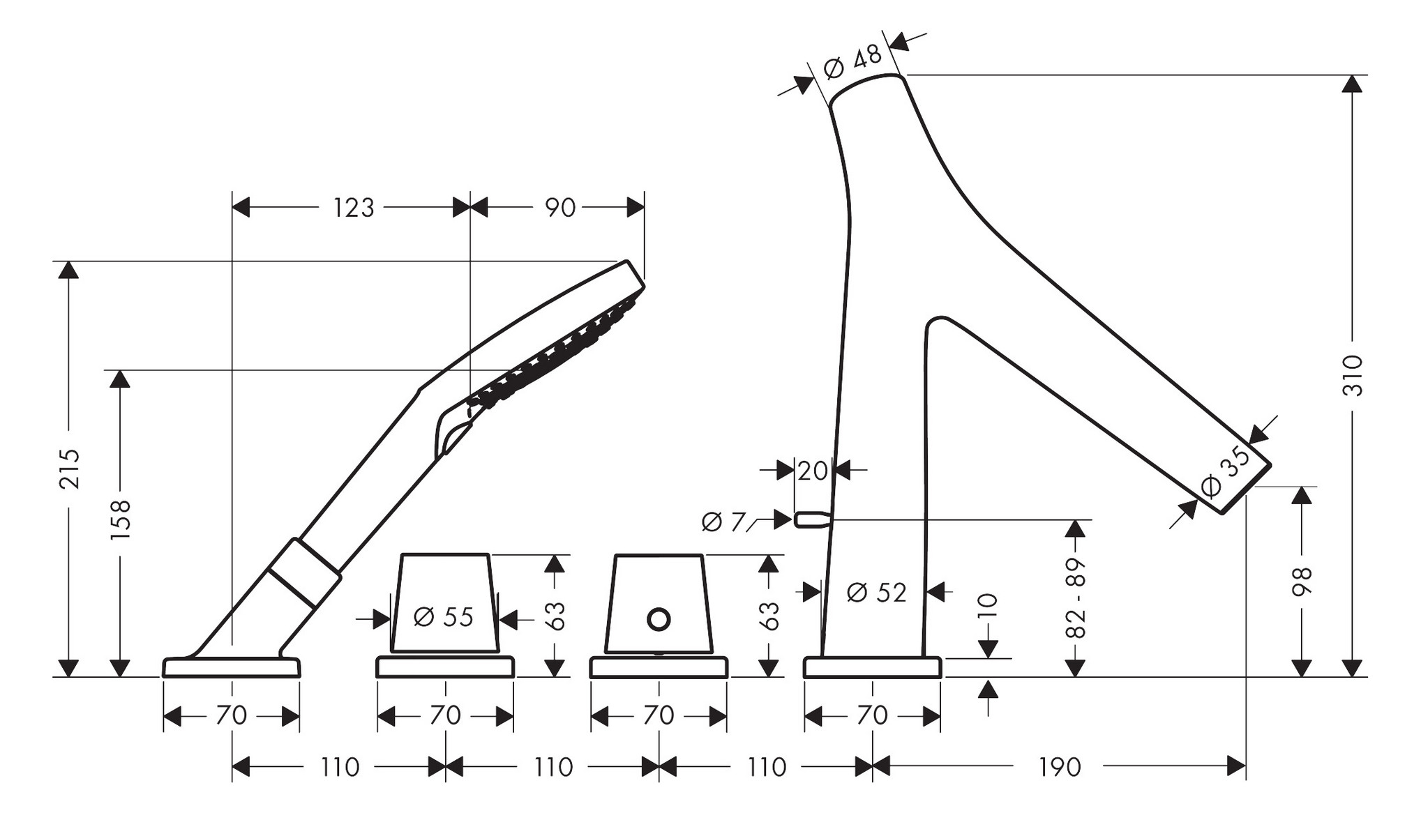 hansgrohe Fertigmontageset Axor Starck Organic 4-Loch-Wannenrandarmatur, mit Thermostat, polished red gold hansgrohe Fertigmontageset Axor Starck Organic 4-Loch-Wannenrandarmatur, mit Thermostat, polished red gold