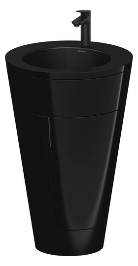 Duravit Waschtisch-Unterschrank c-bonded Set Starck 1 56x86,4x60,5cm, stehend, Griff diamantschwarz, schwarz hochglanz