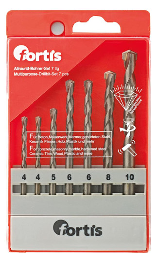 fortis-Allzweckbohrer-Set - 7-teilig, 4,4,5,6,6,8,10mm