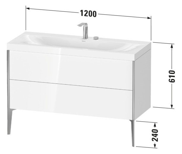Duravit Waschtisch-Unterschrank c-bonded XViu 120x48cm, 2 Auszüge, 2 Hahnlöcher, champagner matt, Rahmen P, dolomiti grey hochglanz Duravit Waschtisch-Unterschrank c-bonded XViu 120x48cm, 2 Auszüge, 2 Hahnlöcher, champagner matt, Rahmen P, dolomiti grey hochglanz