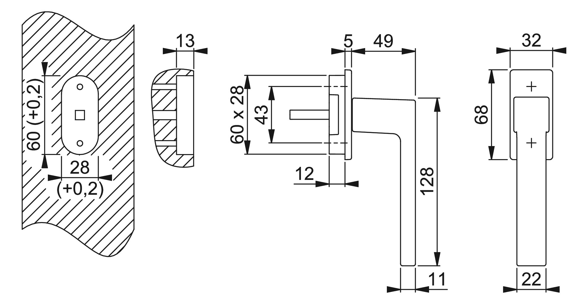 Bild Drehkipp-Fenstergriff, Austin 0769/USV919, mit eckiger Rosette, Vierkant 7x 32-42, edelstahloptik matt - HOPPE-1