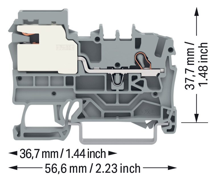 Trennreihenklemme gr Serie 2002 32A 0,25-4qmm Mit integrierter Prüfbuchse