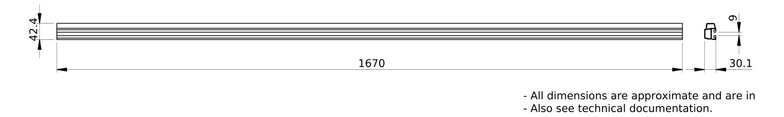Sammelschiene 630A Profil 1670x42,5x32,5mm