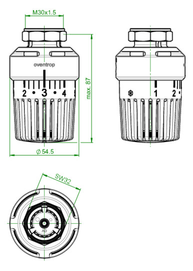 Oventrop Thermostat Uni LH 7-28 °C, mit Nullstellung, weiß, mit Flüssig-Fühler