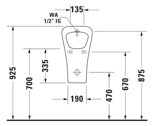 Duravit Absaug-Urinal DuraStyle 30x34cm, Zulauf von hinten, Rimless, ohne Fliege, weiß