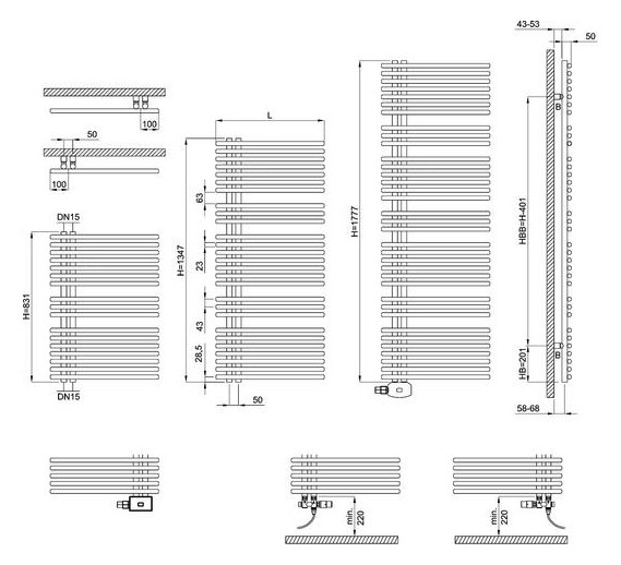 Bemm Badheizkörper Asymo E 1777 x 600 mm, edelweiß