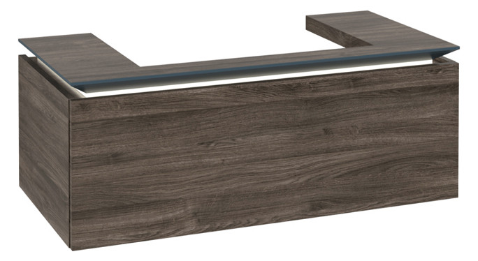 V&B Waschtischunterschrank Legato 100x38x50cm, Waschtisch mittig, mit LED-Beleuchtung, Stone Oak