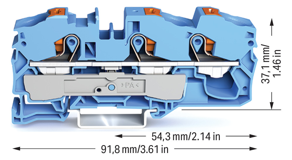 Reihenklemme 0,5-16qmm 1Etage 3kl bl 76A TS35 Hutschiene TH35