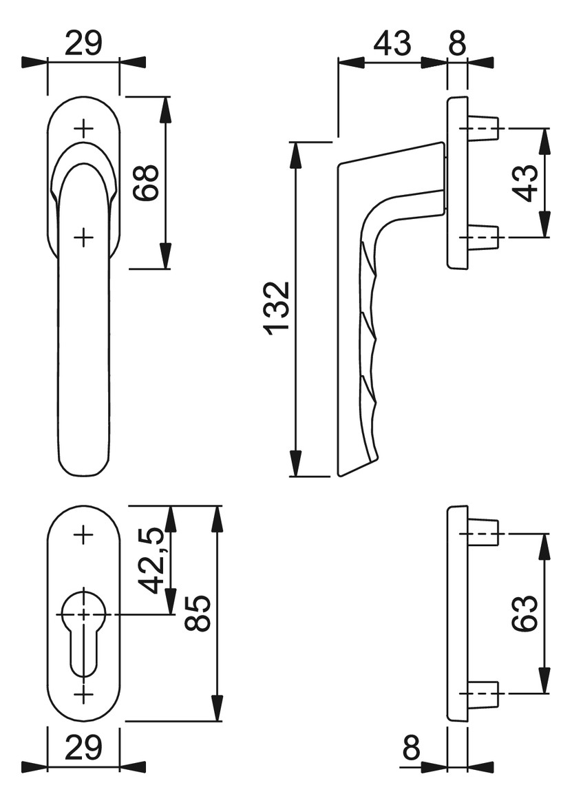 Bild Fenstertür- Halbgarnitur, Profilzylinder gelocht, Brest 0739/66N/66NS, Nockendurchmesser 10, Aluminium bronzefarbig - HOPPE-1