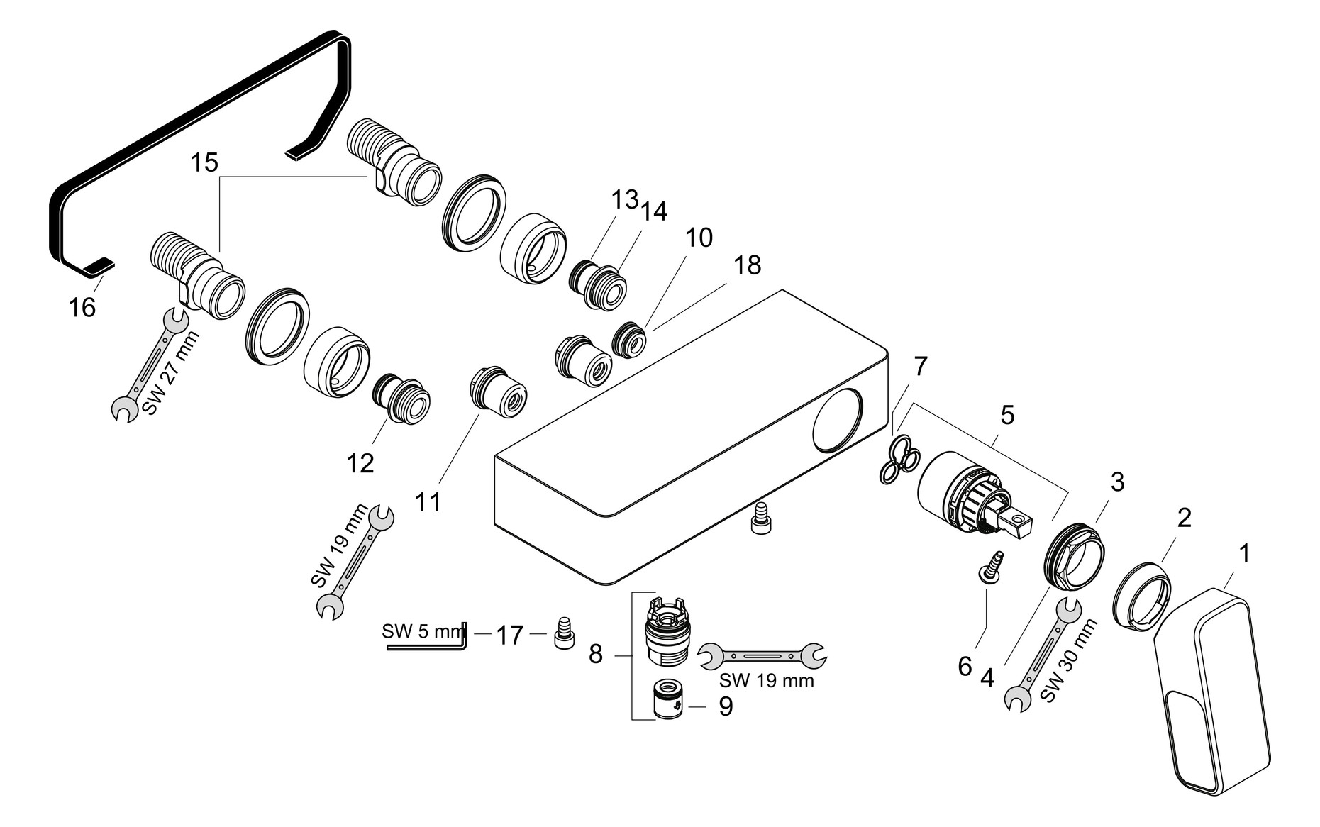 hansgrohe Brausen-Einhebelmischer Axor Urquiola AP, 1 Verbraucher, chrom
