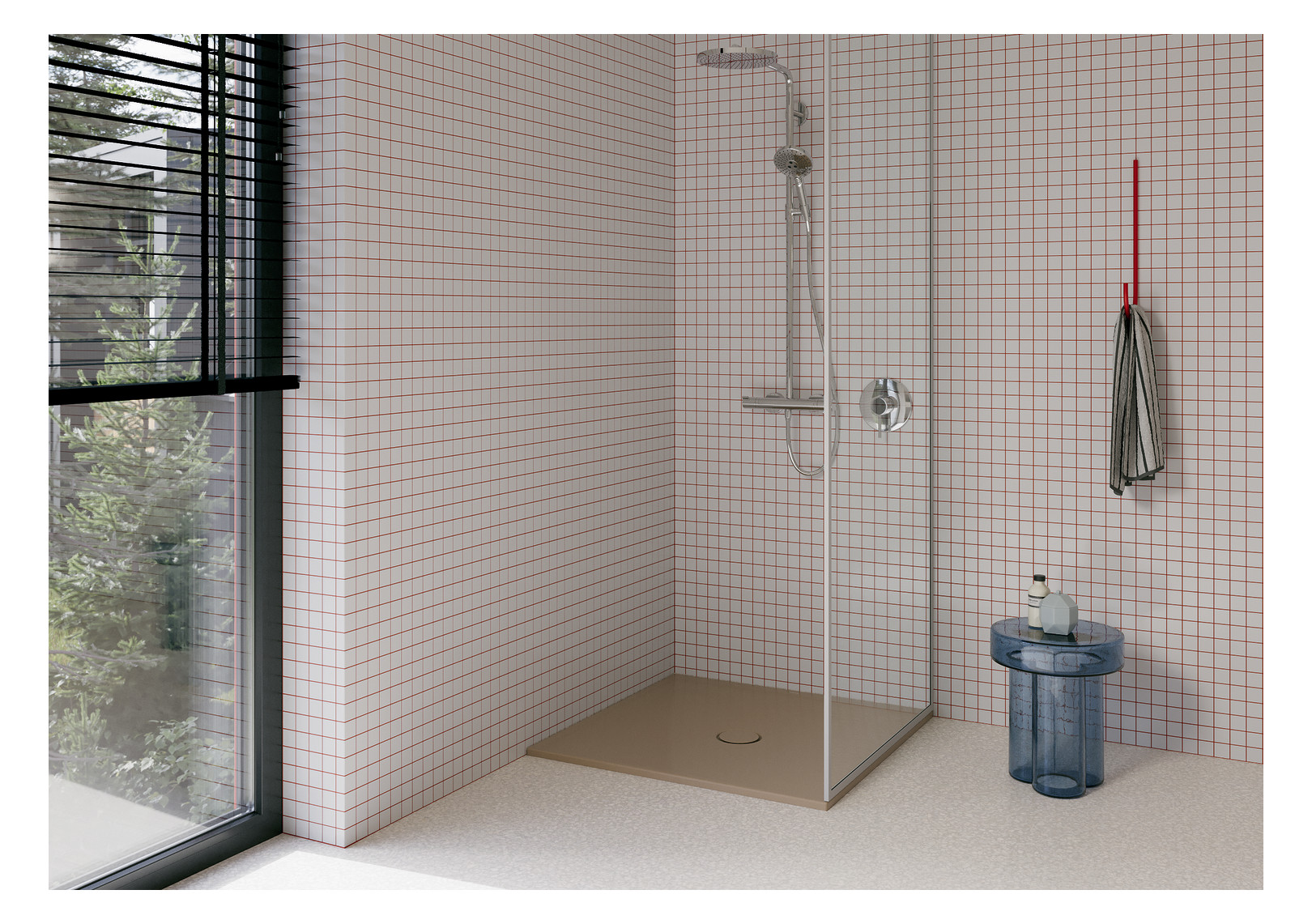 Duschfläche BetteFloor 8721 120cm, Mini-Wannenträger, greige