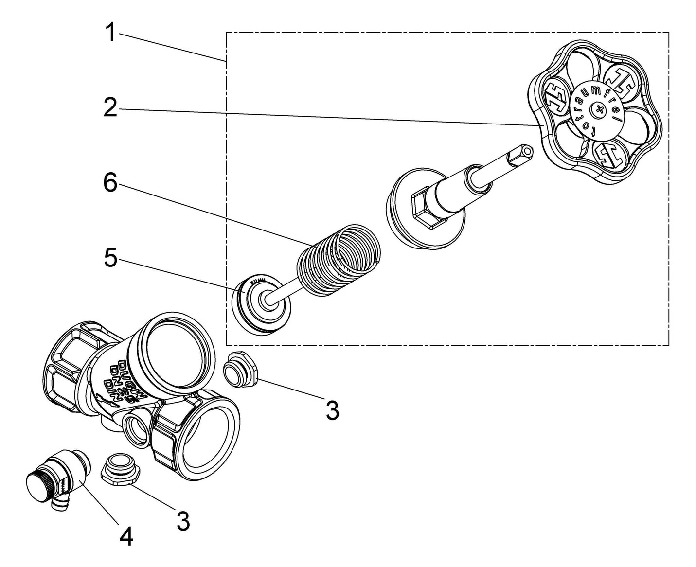Schlösser KFR-Ventil 1620 DN 25, Rp 1, mit Entleerung, steigende Spindel