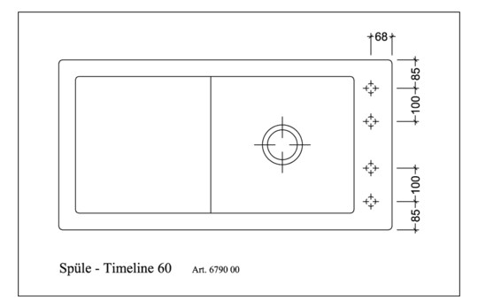 V&B Spüle Timeline 60 mit Ablaufgarnitur, mit Handbetätigung, timber CeramicPlus