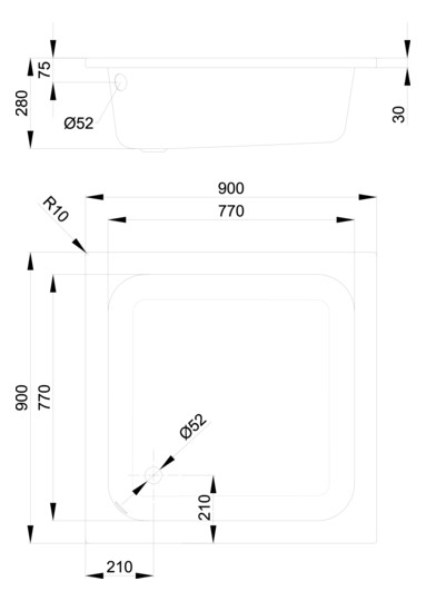 Duschwanne BetteDelta 90x90x28cm, manhattan