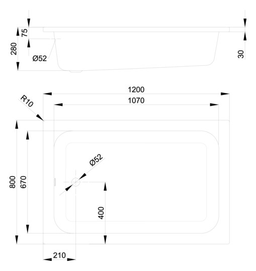 Duschwanne BetteDelta 120x80x28cm, pergamon