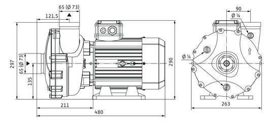 Wilo Trockenläufer-Blockpumpe BAC 40/135-3/2-DM/R-2, 3 kW