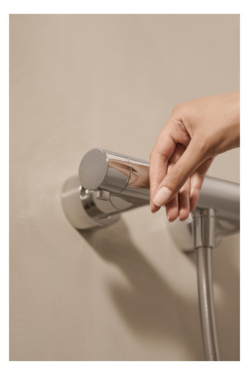 HANSA Duschsystem HANSAPRISMA mit Thermostat, Wandmontage, 970mm, Stahl gebürstet