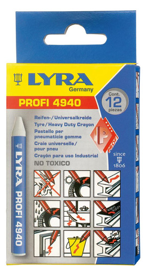 LYRA-Reifen-/Universalkreide, weiß - 120x12 mm (12...