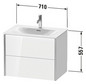 Duravit Waschtisch-Unterschrank XViu 71 x 48 x 55,7 cm, Eiche natur, 2 Schubkästen, champagner matt