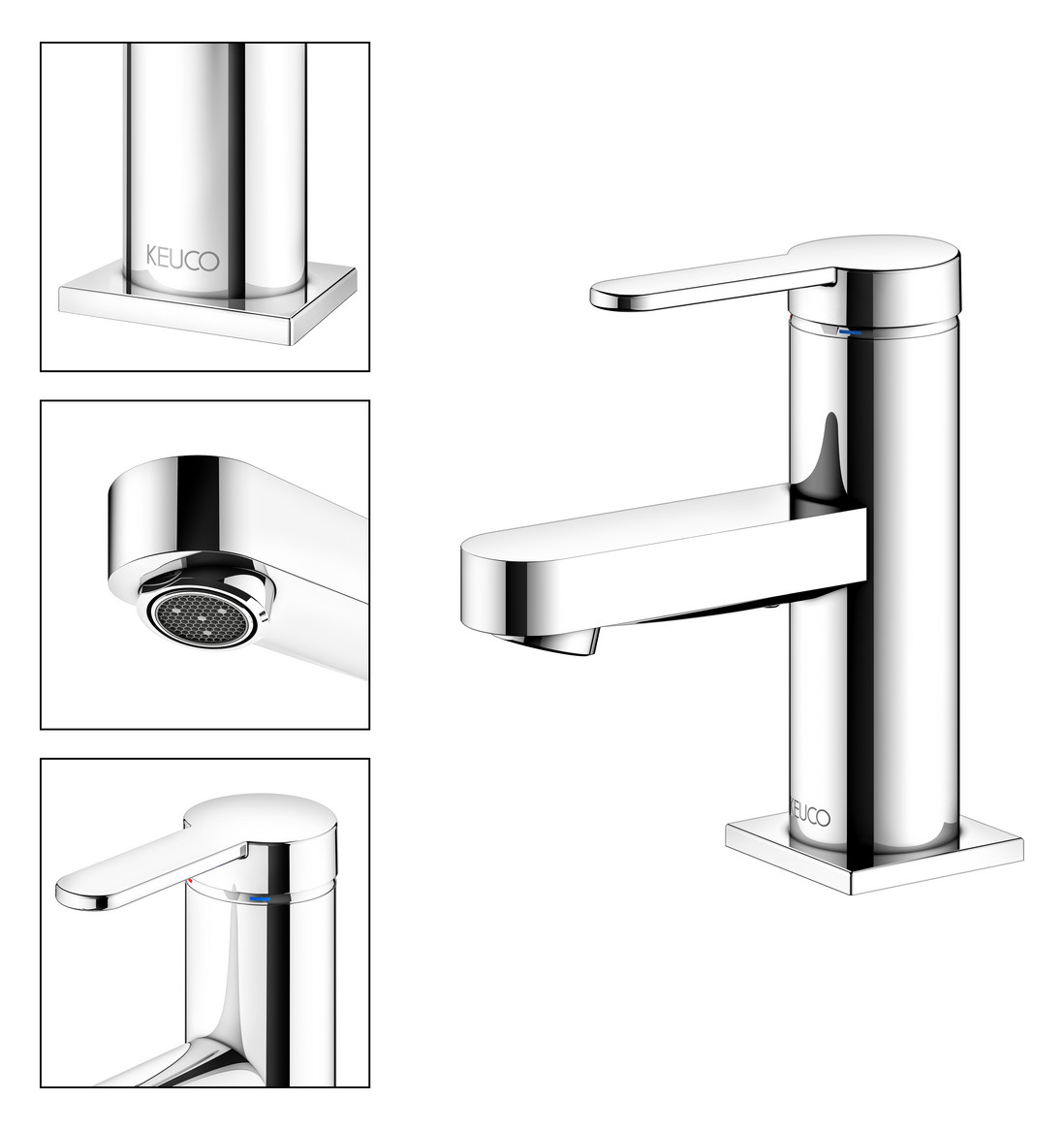 KEUCO Waschtisch-Einhebelmischer 60 IXMO Flat Ausladung 89mm, ohne Ablaufgarnitur, verchromt