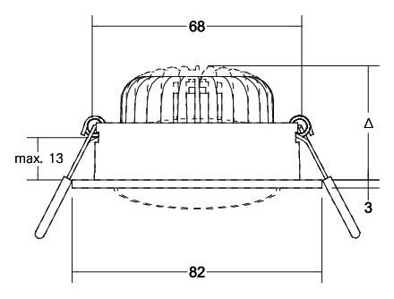LED-Einbaustrahler 0-13W LOOP-R Konv ws mt IP20 1LED Kst Ø/EB68mm