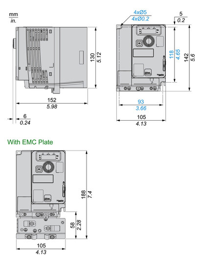 Frequenzumrichter lin=0,7 380-500V E3ph A3ph 599Hz 50/60Hz IP20 5%F 10%V