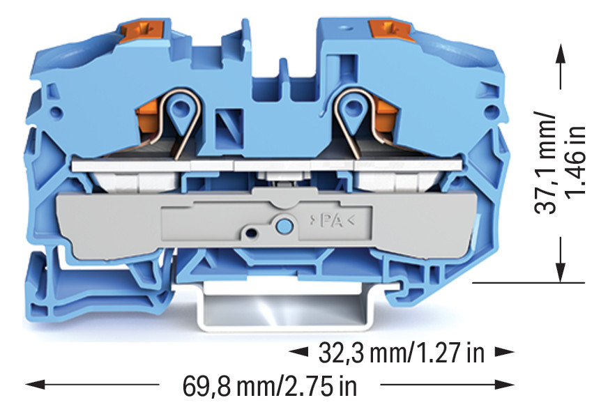 Reihenklemme 0,5-16qmm 1Etage 2kl bl 76A TS35 Hutschiene TH35
