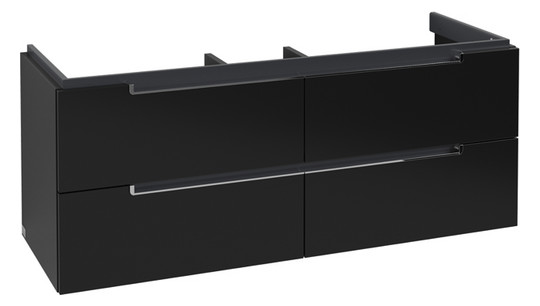 V&B Waschtisch-Unterschrank Subway 2.0 128,7 x 52 x 44,9 cm, Griff chrom, black matt lacquer