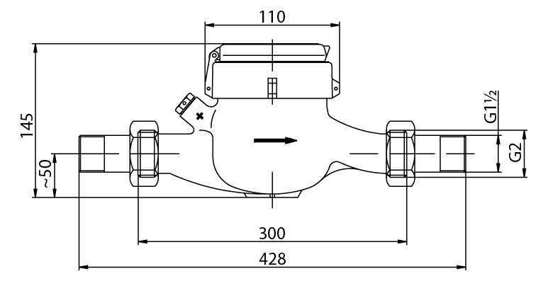 Deltamess Mehrstrahl-Nassläufer MNK Horizontal, 10 l/Imp, Q3 16 cbm/h, kalt
