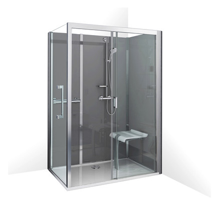 Roth Komplettdusche Vinata Comfort Eck 1660 x 677 x 2160 mm, ESG Rückwände anthrazit, ESG Schiebetür klar