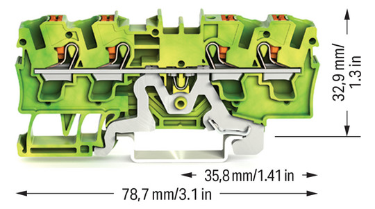 Schutzleiter-Reihenklemme 0,5-6qmm gn/ge 1Etage Hutschiene TH35
