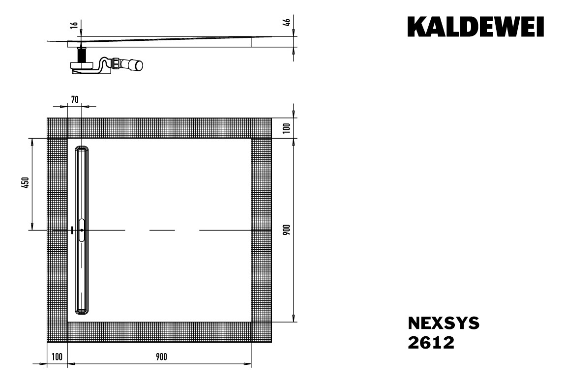 Kaldewei Duschwanne NEXSYS 2612 90x90cm, bodeneben, Secure-Plus, alpinweiß matt